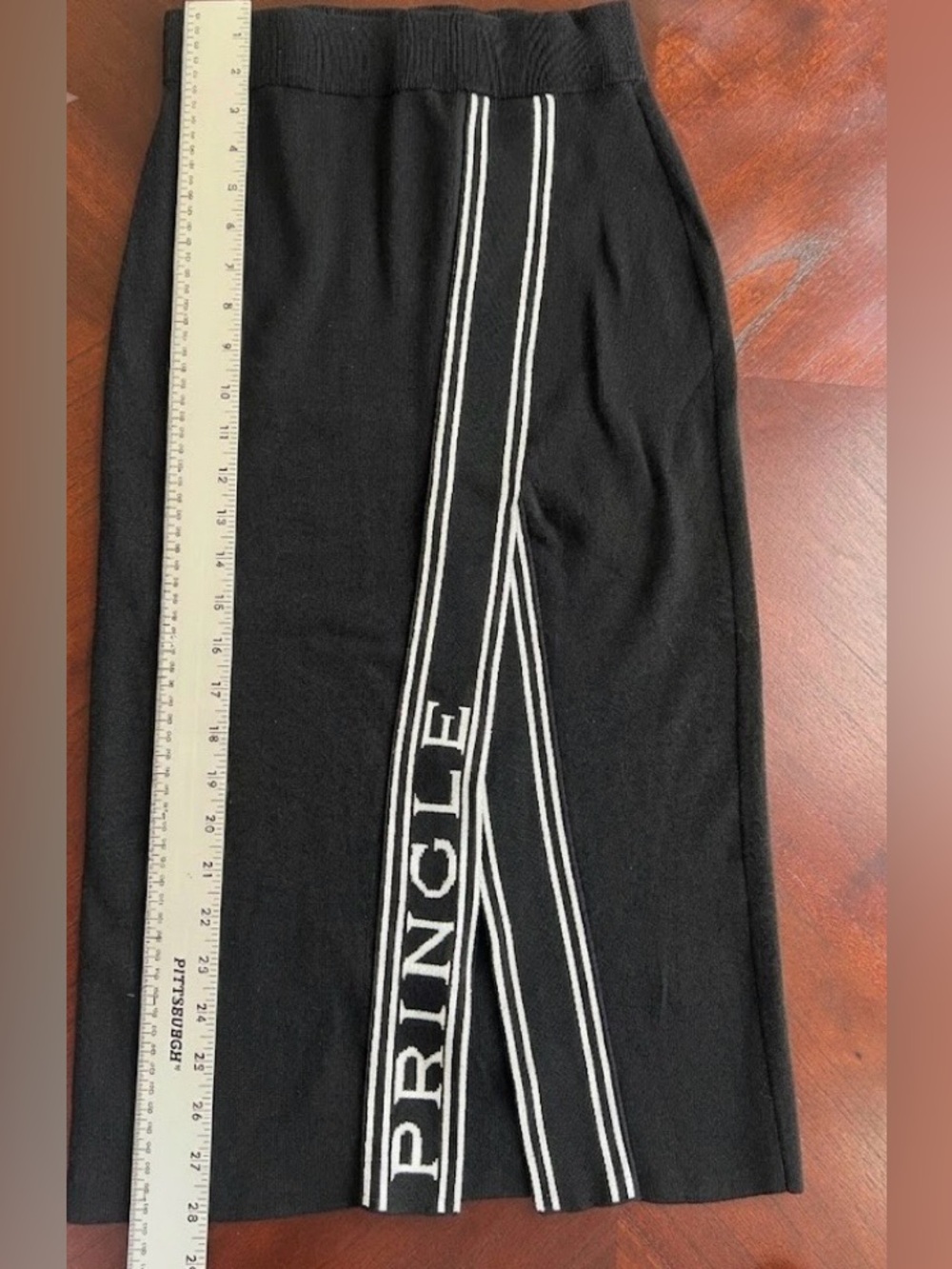 Pringle Black Midi Pencil Skirt with White Side Stripe size XS - Picture 3 of 7